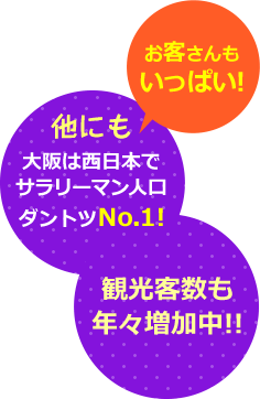 他にも、大阪は西日本でサラリーマン人口ダントツNo.1！年々増加中!!