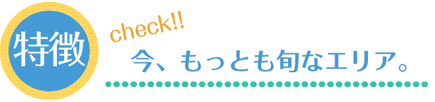 特徴：今、もっとも旬なエリア